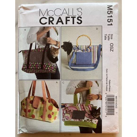 McCall's Pattern - Pet Carriers (One Size) #M5151 - Uncut 4 Designs Dog Cat - Picture 1 of 8